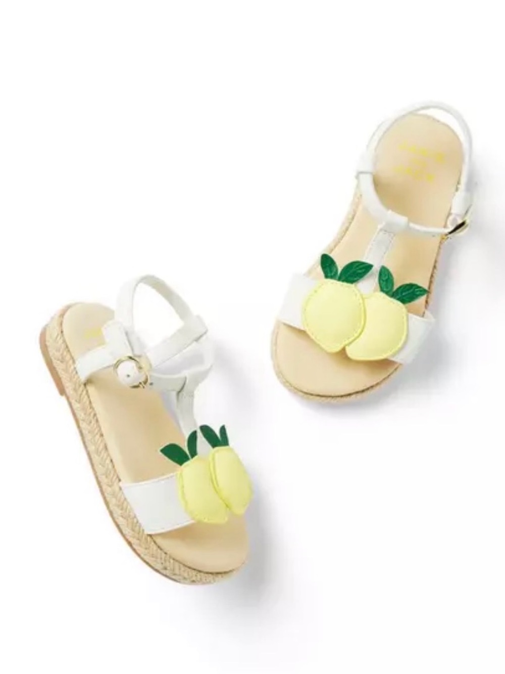 Janie and Jack Lemon Sandal - White Strap with Yellow Lemon Appliqués